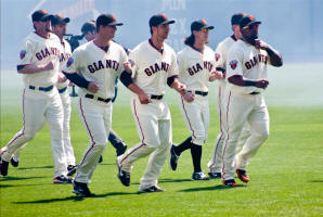 Aubrey Huff, Matt Cain, Madison Bumgarner & Tim Lincecum