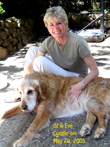 Eve cuddles with BJ on May 20, 2005